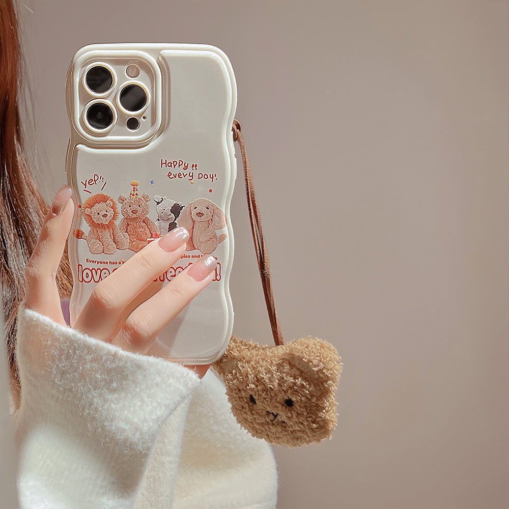 Cute Bear Plush Pendant Phone Case