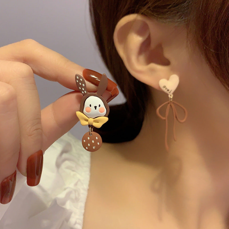 Cartoon Color Contrast Bunny Earrings