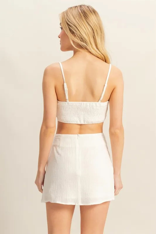 HYFVE Ruched Bra Top and Mini Skirt Set