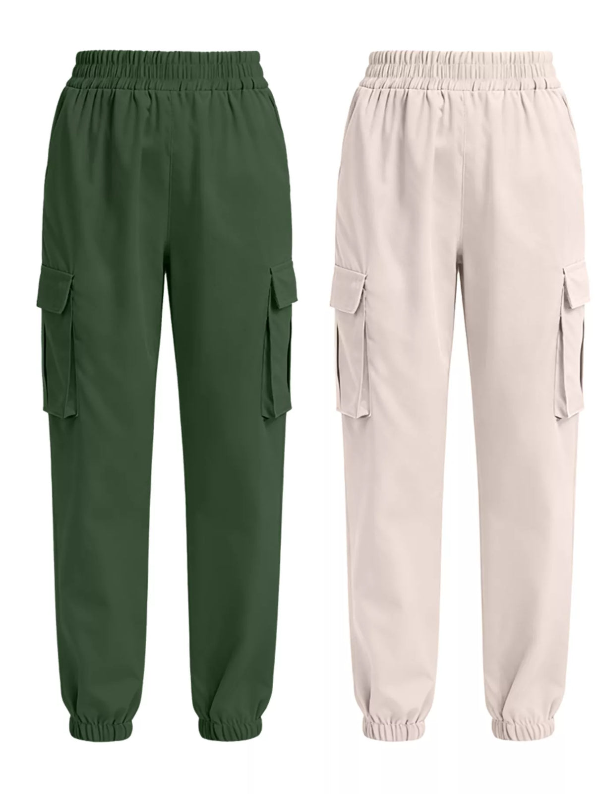 2 Piece Elastic Waist Cargo Pants