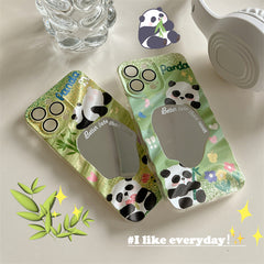 Mirror Green Panda Flowers Phone Case