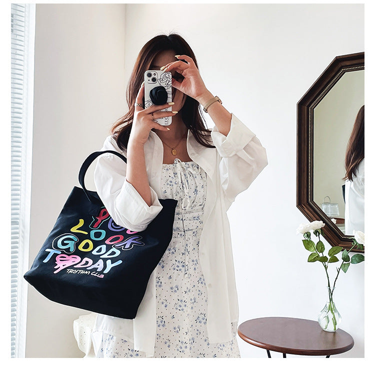 Rainbow Colored Alphabet Smiley Shoulder Bag