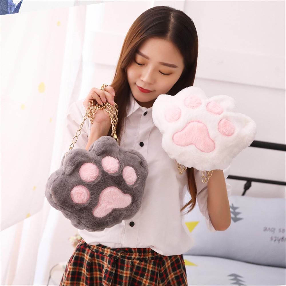 Cat Paw Plush Chain Bags