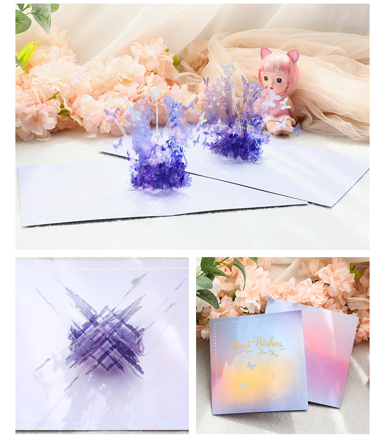 Crystal Flower Butterfly 3D Greeting Card