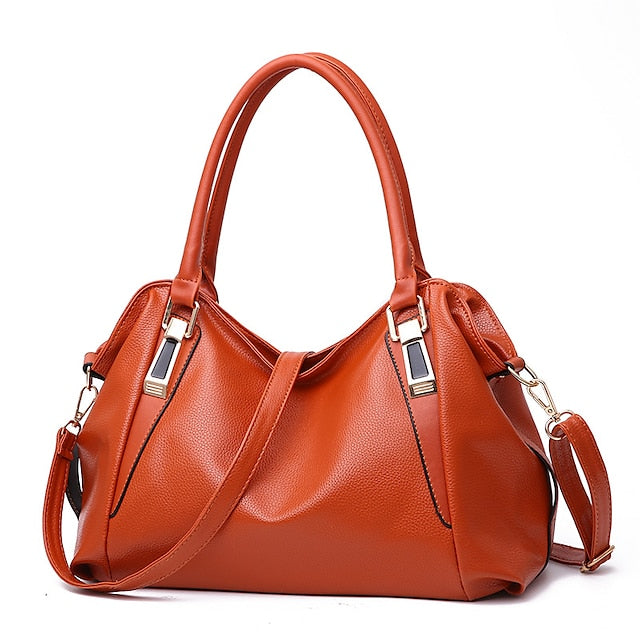 Handles  and Top Faux with Handbag Black Leather