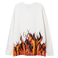Dark Fire Flame Print Sweatshirt