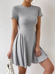 Round Neck Short Sleeve Mini Dress
