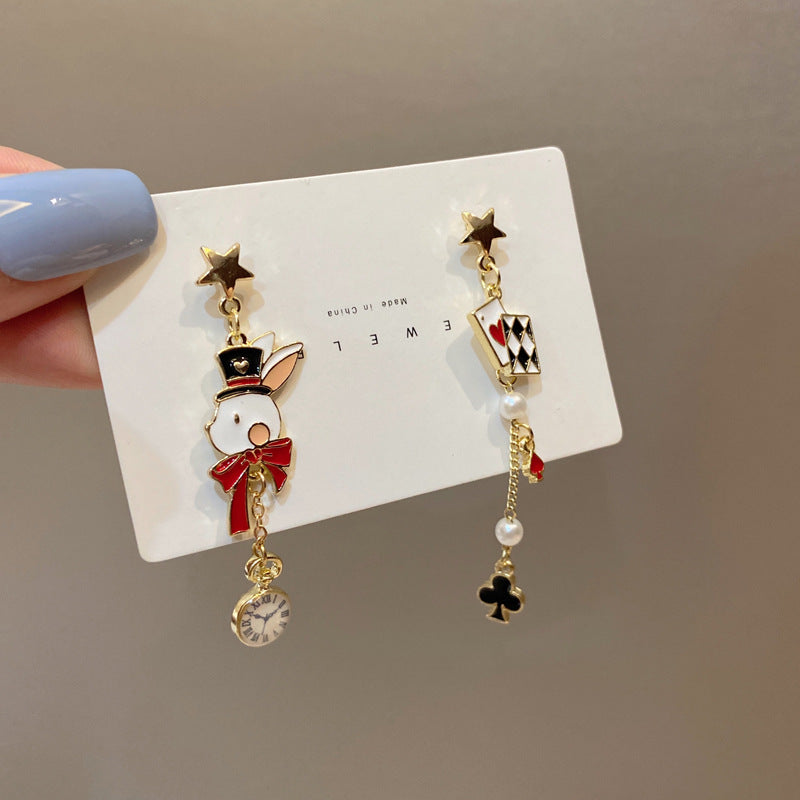 Cute Bunny Playing Card Earrings