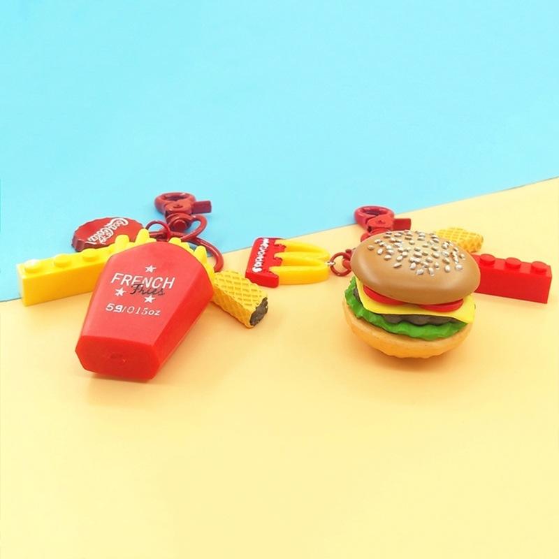 Cute Simulation Fries Burger Keychain