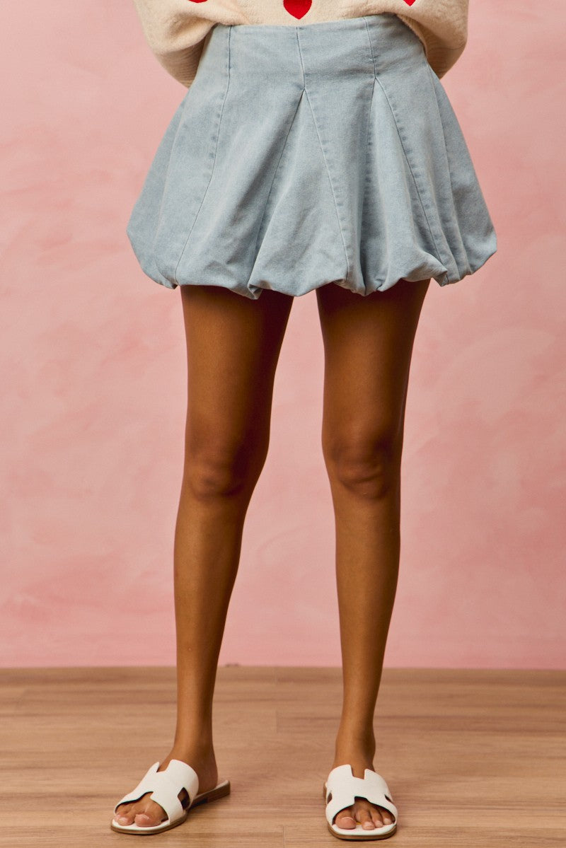 Denim Bubble Mini Skirt