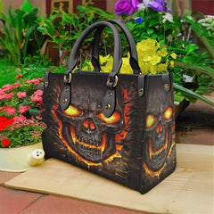 Flaming Skull Lava Leather Handbag