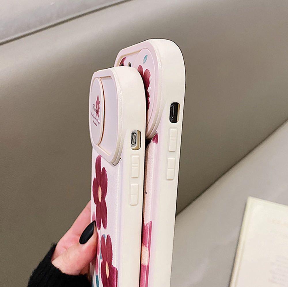 Flower Push Pull Camera Lens Protective Cute Phone Cases For iPhone 14 Pro Max 13 12 11 Pro Max