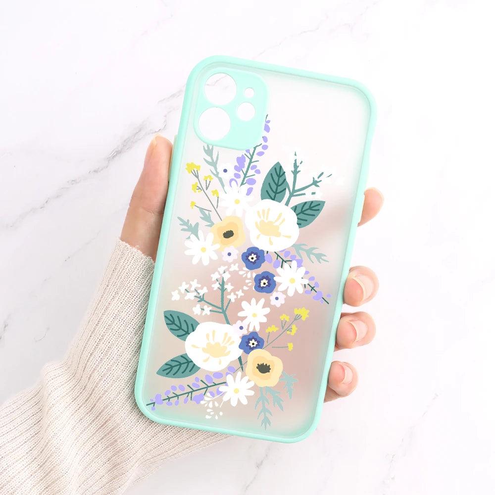 Flowers Leaf Cute Phone Cases For iPhone 14, 13 Pro Max, 11, 12 Pro Max, XR, XS Max, 6, 7, 8, Plus, X, and SE 2022