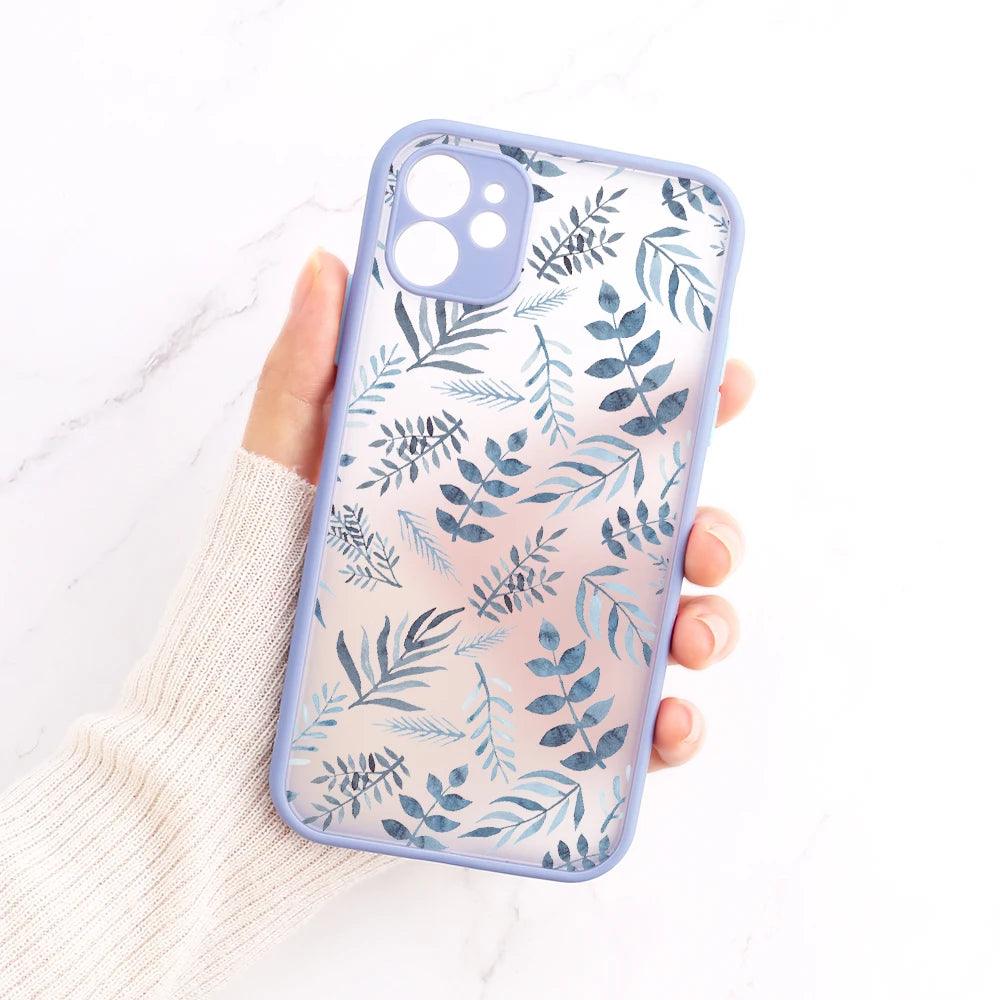 Flowers Leaf Cute Phone Cases For iPhone 14, 13 Pro Max, 11, 12 Pro Max, XR, XS Max, 6, 7, 8, Plus, X, and SE 2022