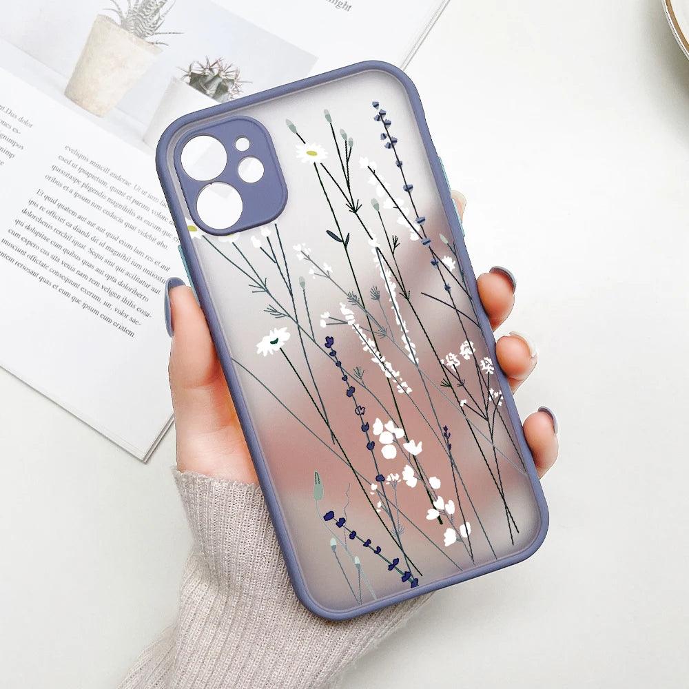 Flowers Leaf Cute Phone Cases For iPhone 14, 13 Pro Max, 11, 12 Pro Max, XR, XS Max, 6, 7, 8, Plus, X, and SE 2022