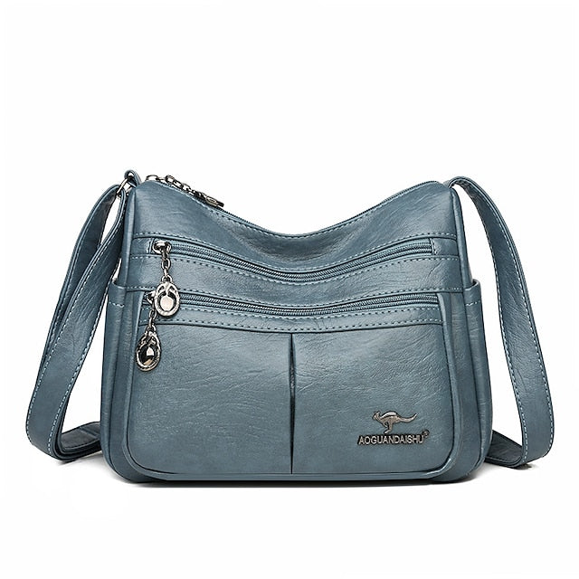Shoulder Bag Multi-Pocket Faux Leather Crossbody