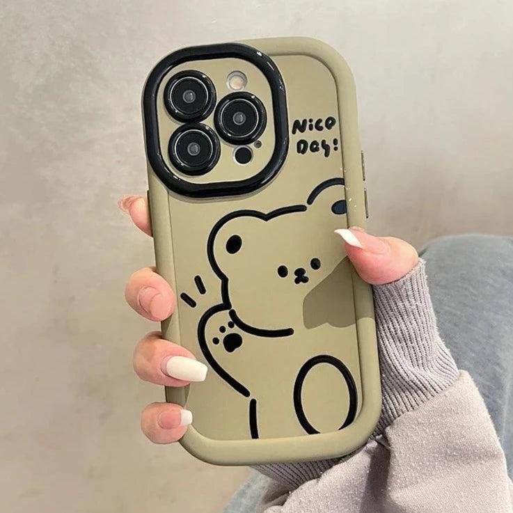 Funny Bear With Pendant Cute Phone Case For iPhone 15 Pro Max, 14, 13, or 11