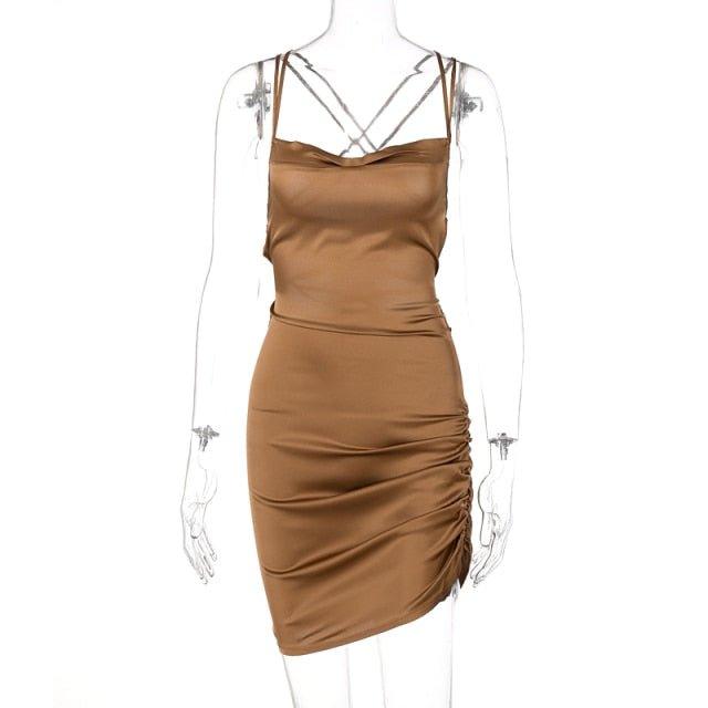 Giva Ruched Satin Dress