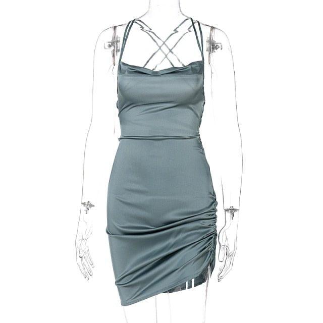 Giva Ruched Satin Dress