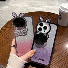 Glitter Gradient Cartoon Rabbit Phone Case - Cute Cover for iPhone 14, 13, 12 Pro Max