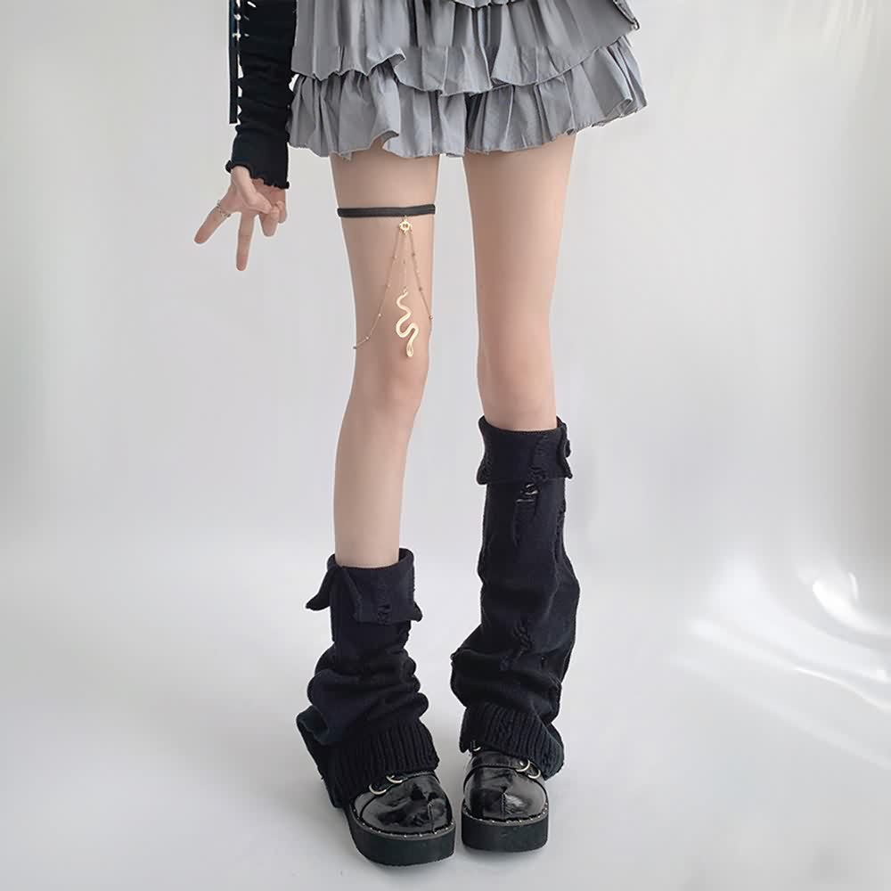 Goth Grunge Distressed Knit Leg Warmers