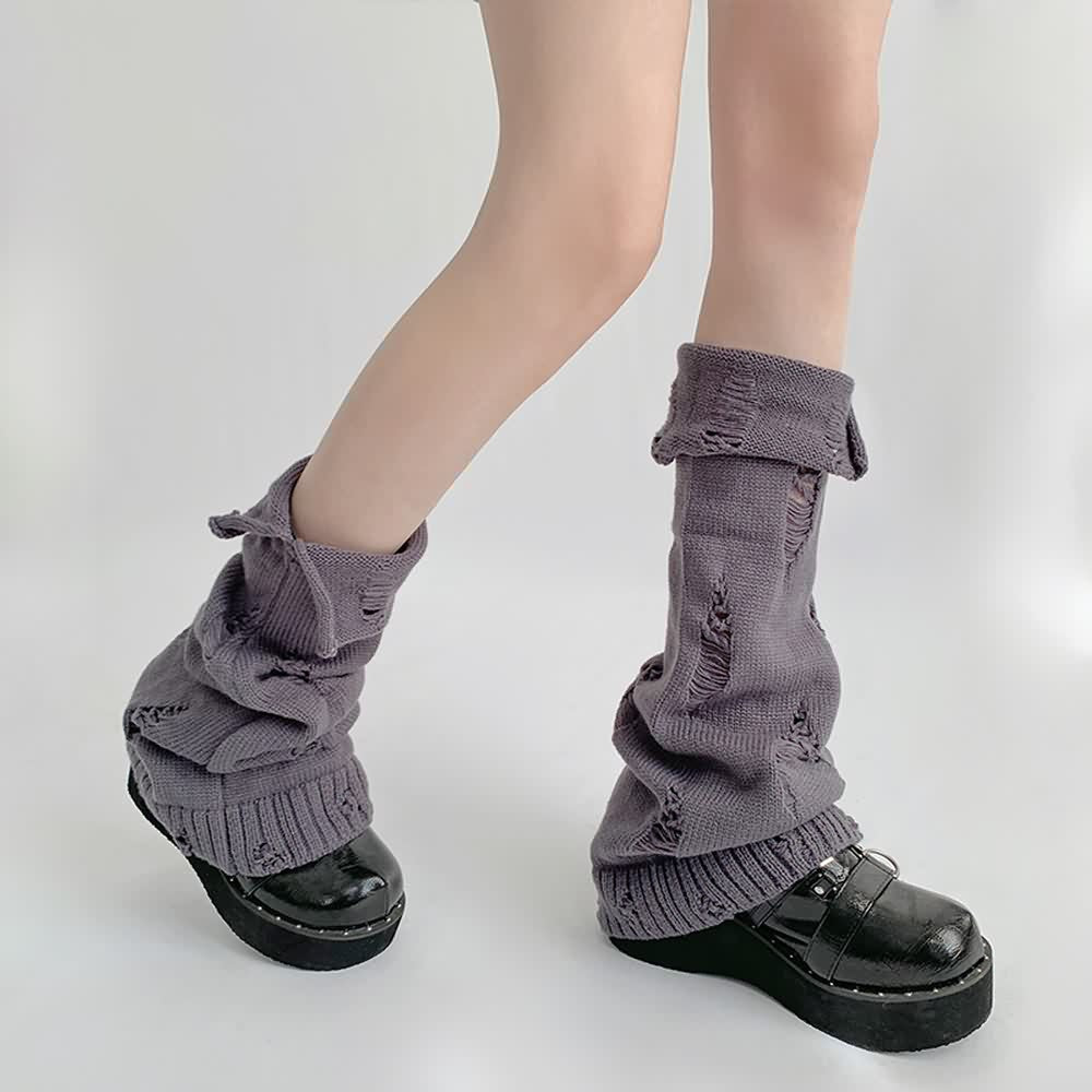 Goth Grunge Distressed Knit Leg Warmers