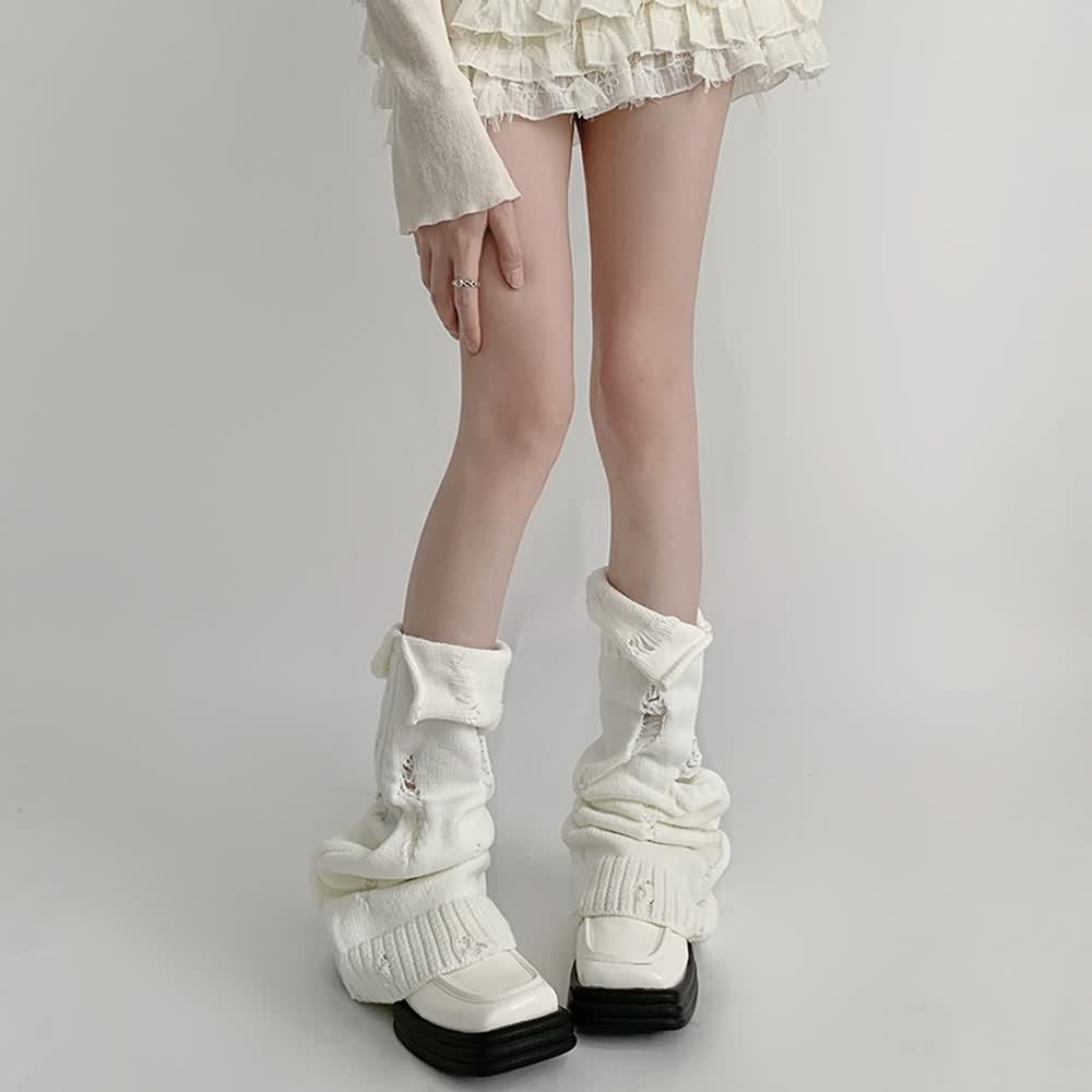 Goth Grunge Distressed Knit Leg Warmers