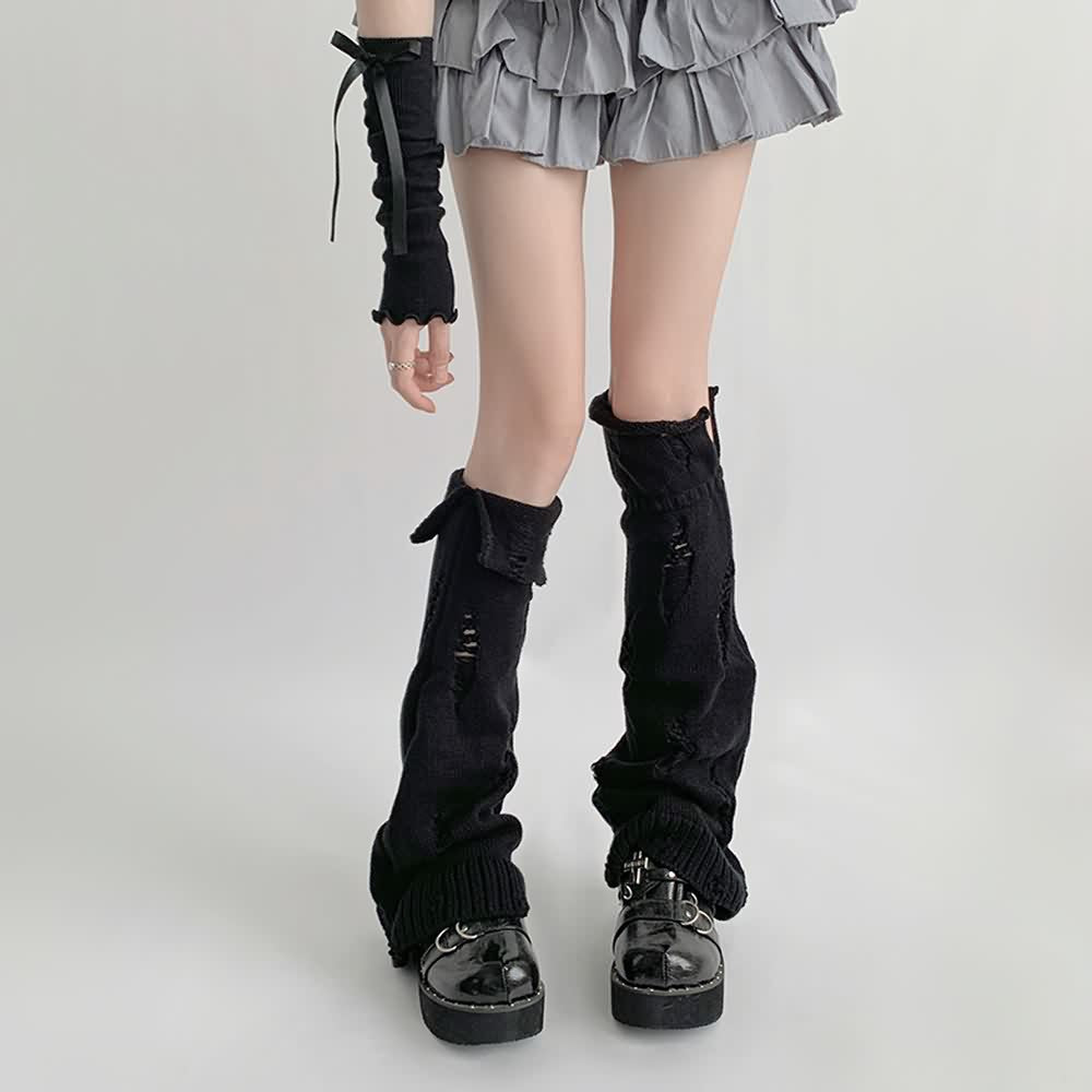 Goth Grunge Distressed Knit Leg Warmers