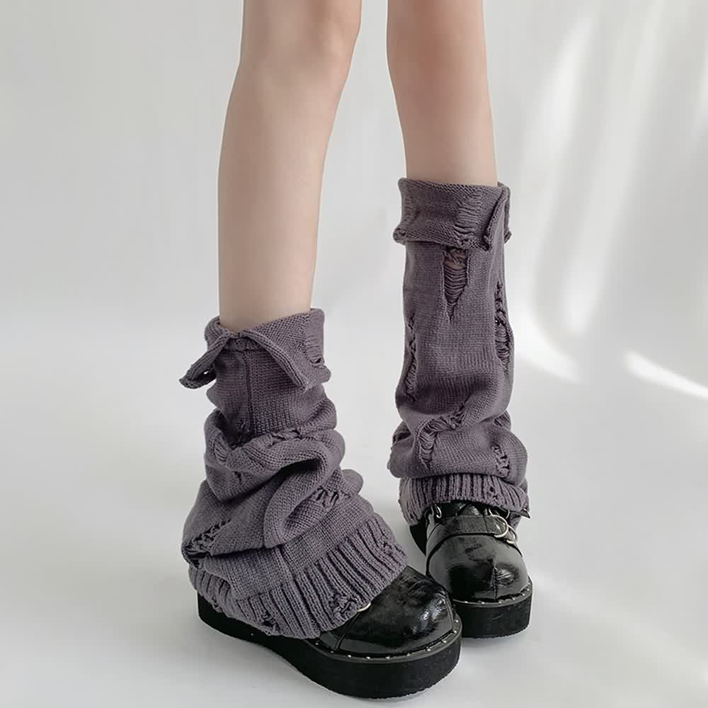 Goth Grunge Distressed Knit Leg Warmers