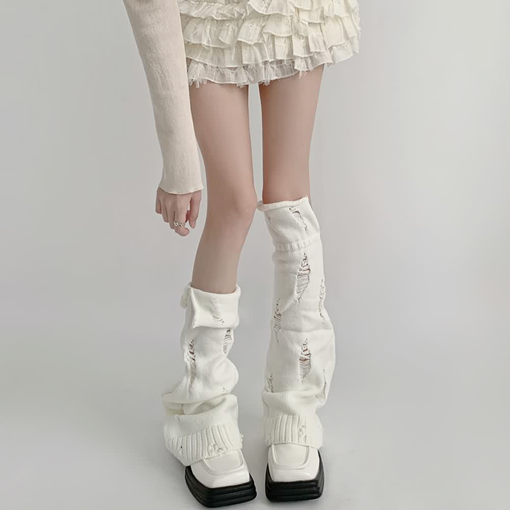Goth Grunge Distressed Knit Leg Warmers