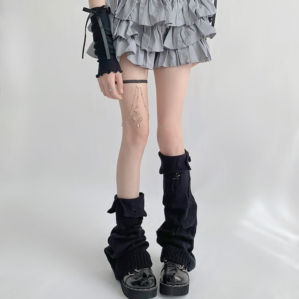 Goth Grunge Distressed Knit Leg Warmers
