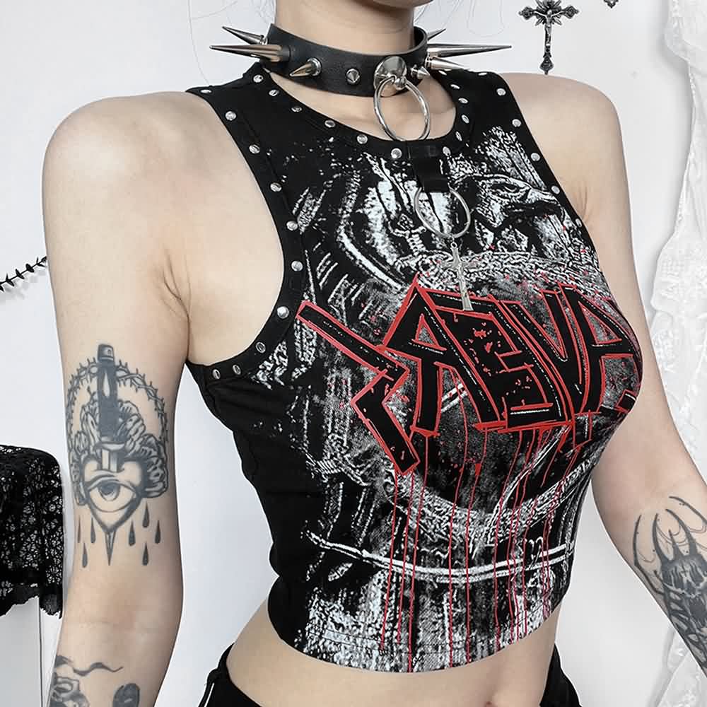 Goth Punk Crop Tank Top