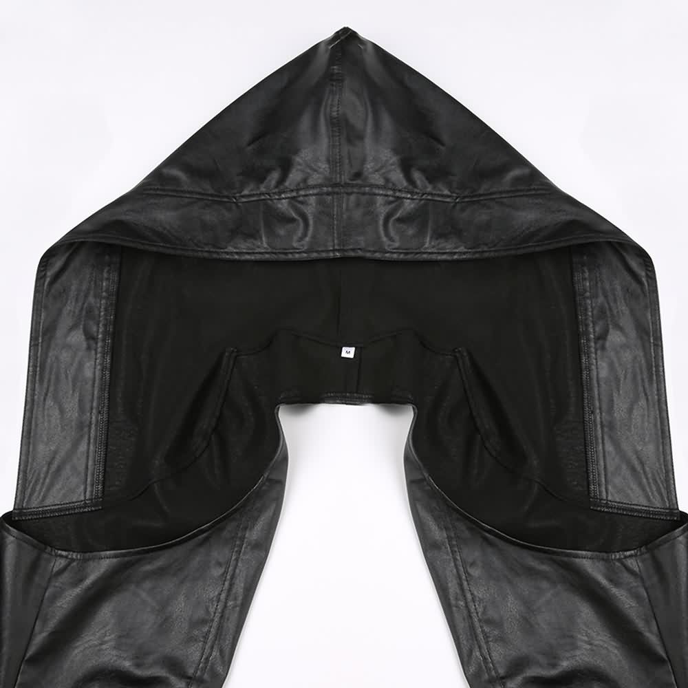 Goth Punk Faux Leather Hooded Shrug Jacket