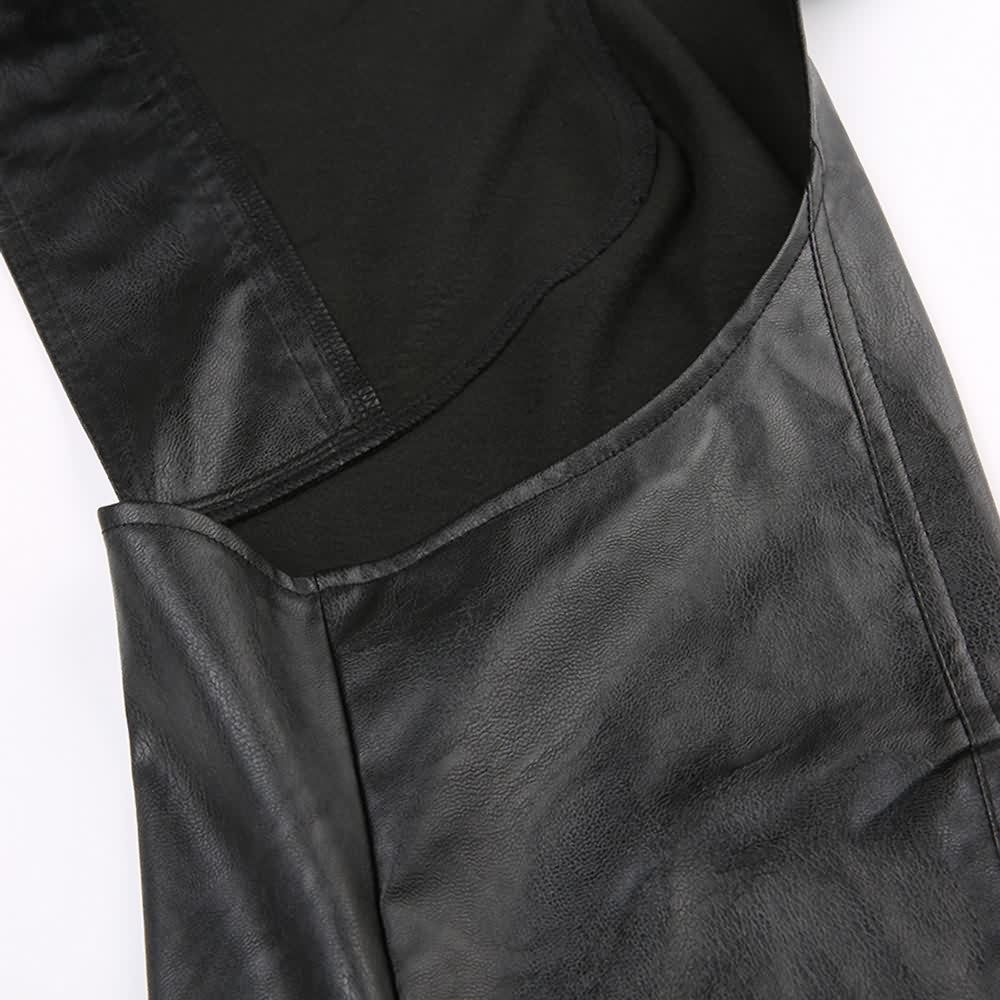 Goth Punk Faux Leather Hooded Shrug Jacket