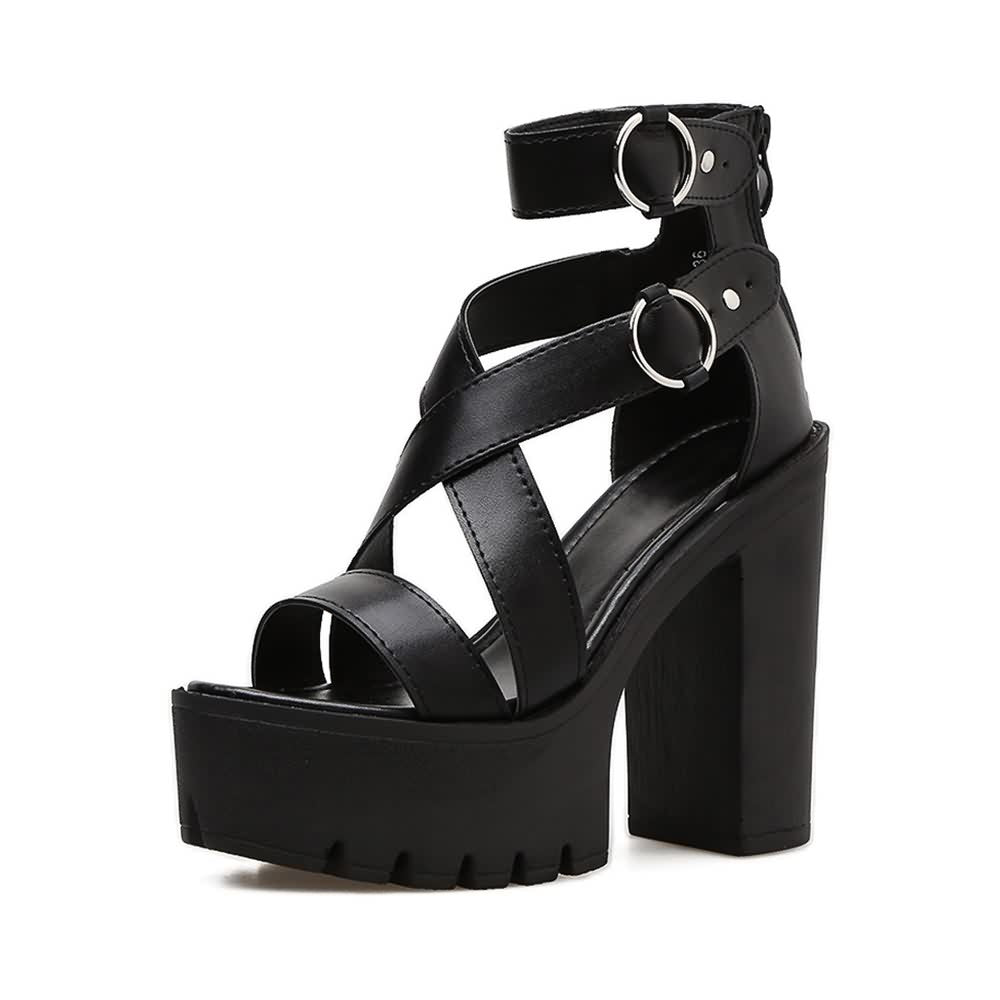 Gothic Ankle Strap High Heel Platform Sandals