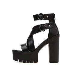 Gothic Ankle Strap High Heel Platform Sandals