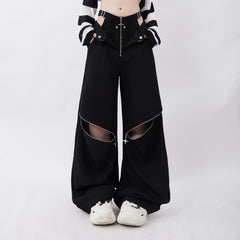 Gothic Baggy Pants with Hip Cut Out