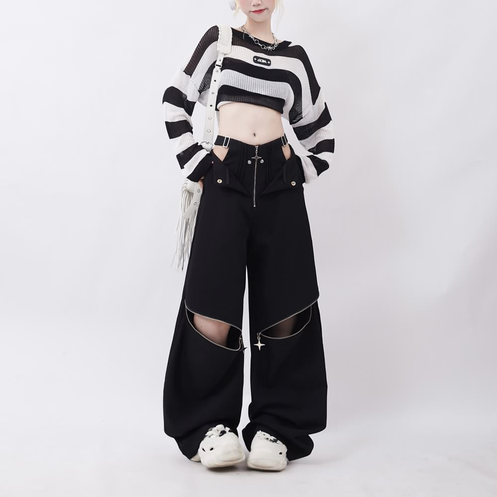 Gothic Baggy Pants with Hip Cut Out