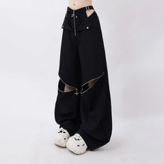 Gothic Baggy Pants with Hip Cut Out