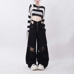 Gothic Baggy Pants with Hip Cut Out