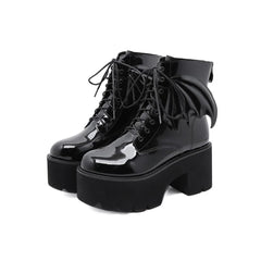 Gothic Bat Lace Up Platform Boots