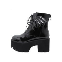 Gothic Bat Lace Up Platform Boots