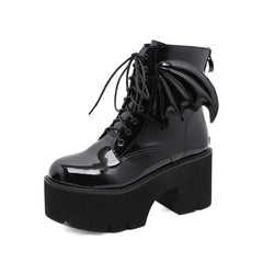 Gothic Bat Lace Up Platform Boots