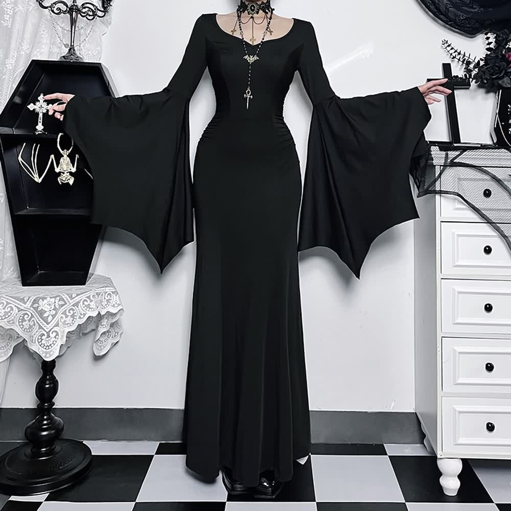 Gothic Bat Sleeve Maxi Dress