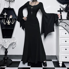 Gothic Bat Sleeve Maxi Dress