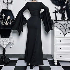 Gothic Bat Sleeve Maxi Dress