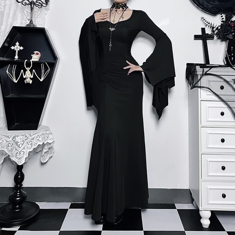 Gothic Bat Sleeve Maxi Dress