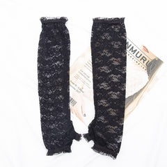 Gothic Black Flower Lace Fingerless Gloves