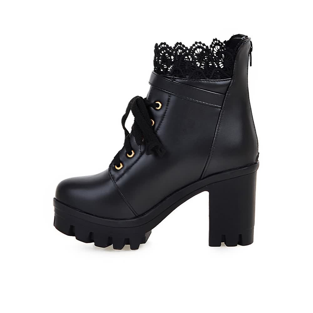 Gothic Buckle Strap Lace Platform Boots