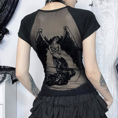 Gothic Dark Angle Mesh Back T-shirt